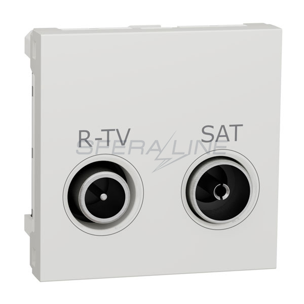Розетка R-TV/SAT прохідна, 2 модуля, білий, Unica New, Schneider Electric
